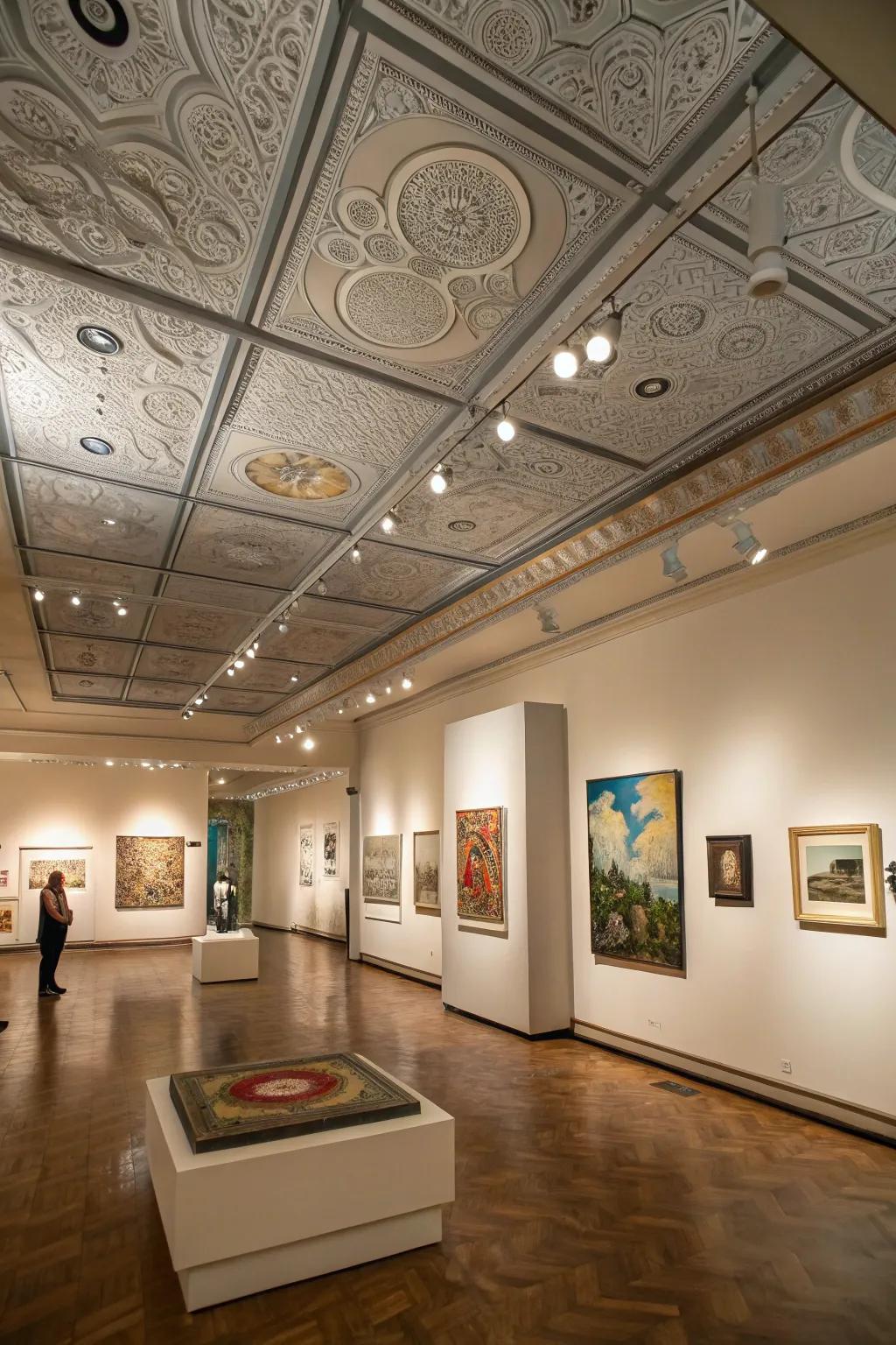 Unleash creativity with artistic ceiling squares.