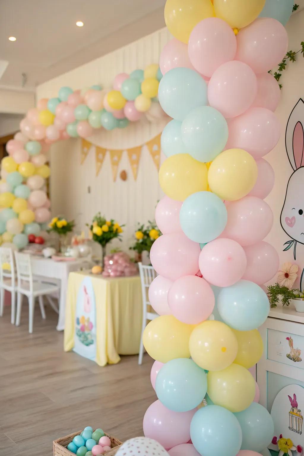 Soft-toned balloons bring a celebratory and vibrant touch to your Easter celebrations.