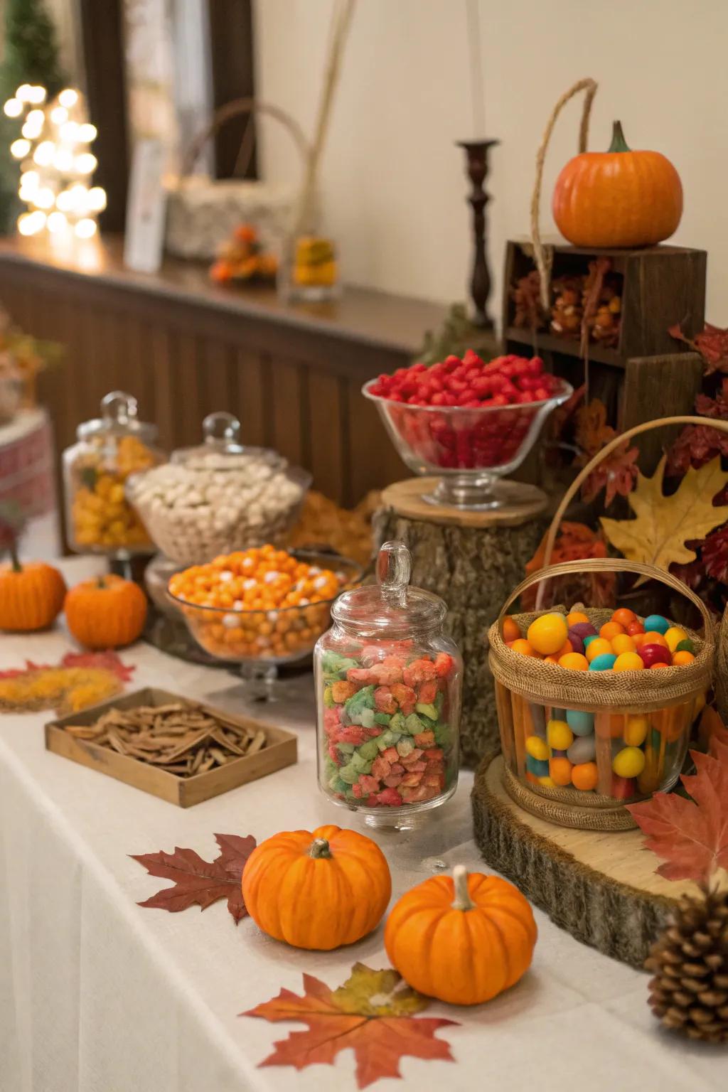 Seasonal details introducing warmth to the display.