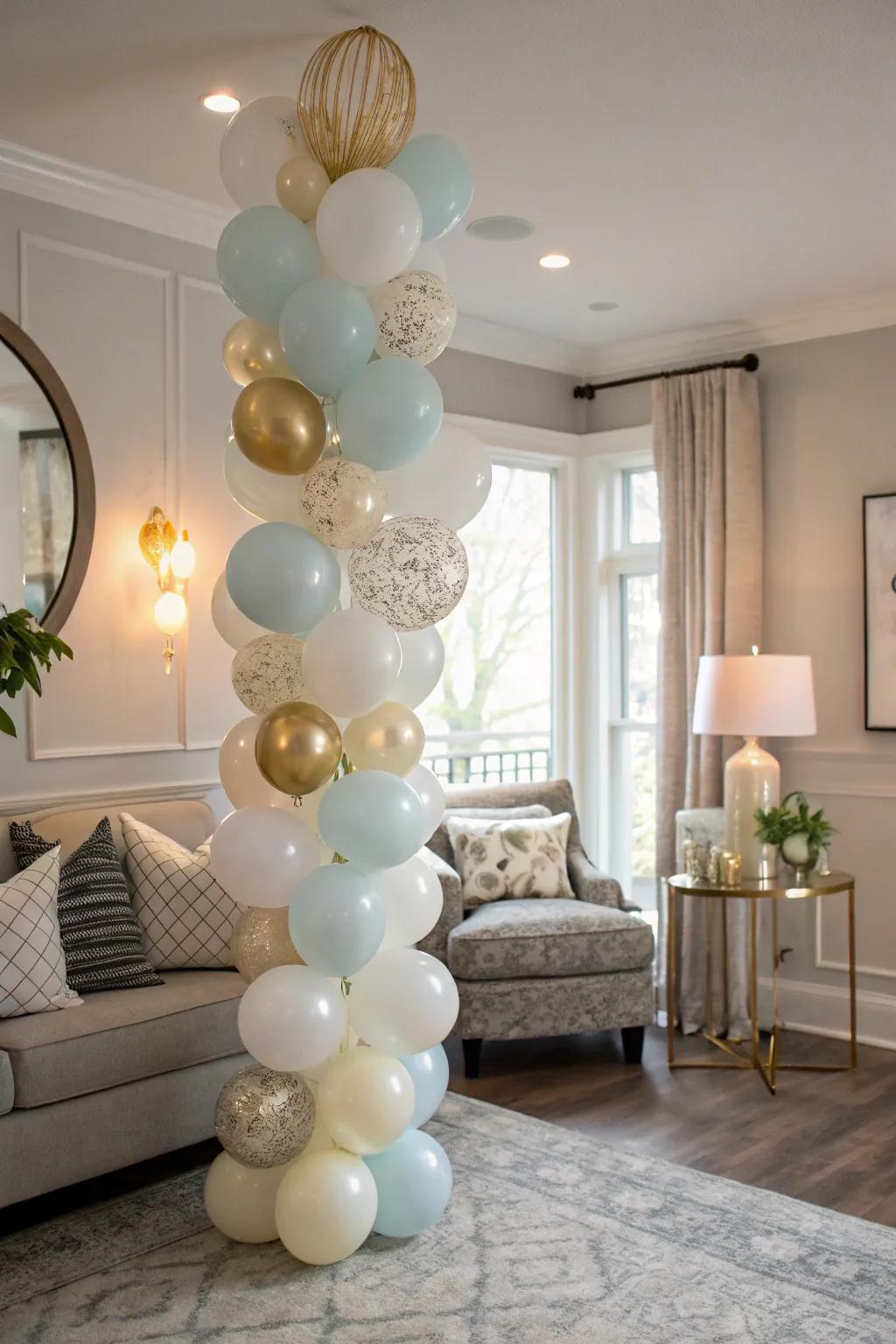 Incorporate a lively element with stylish balloon arrangements.