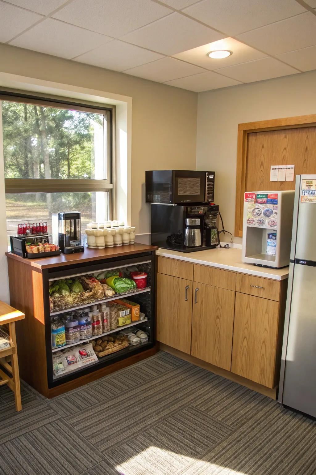 A functional design featuring a welcoming coffee corner.