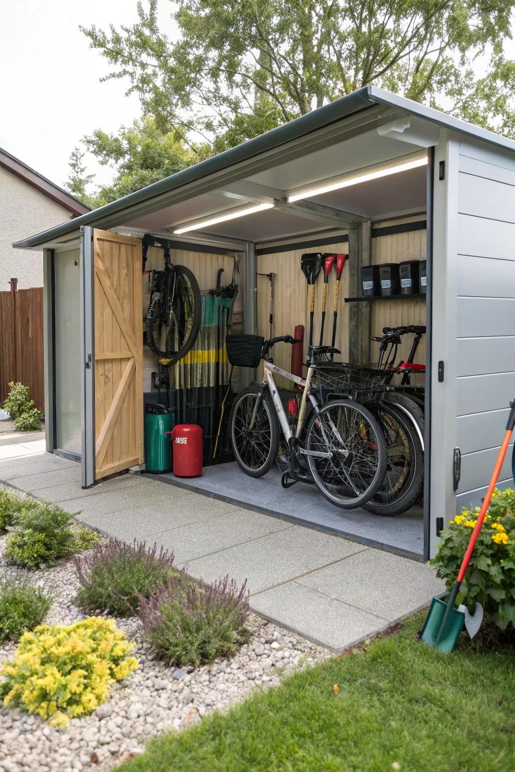 Maximize functionality with a multi-purpose carport space.