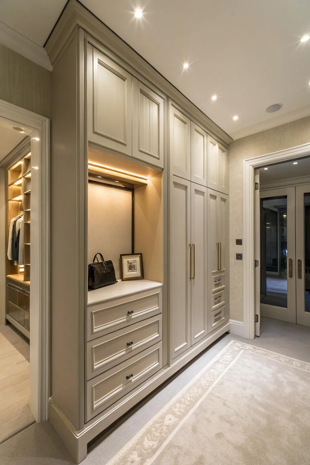 Custom cabinetry delivers a sleek and cohesive finish.