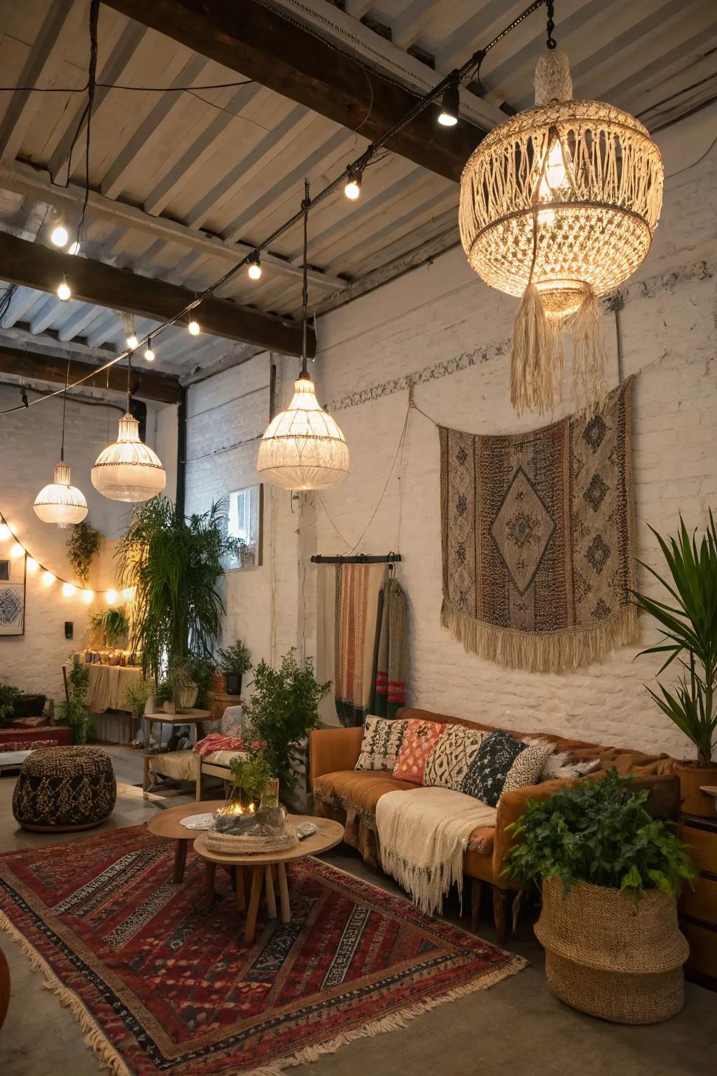 Bohemian textures for a lively and charming atmosphere.