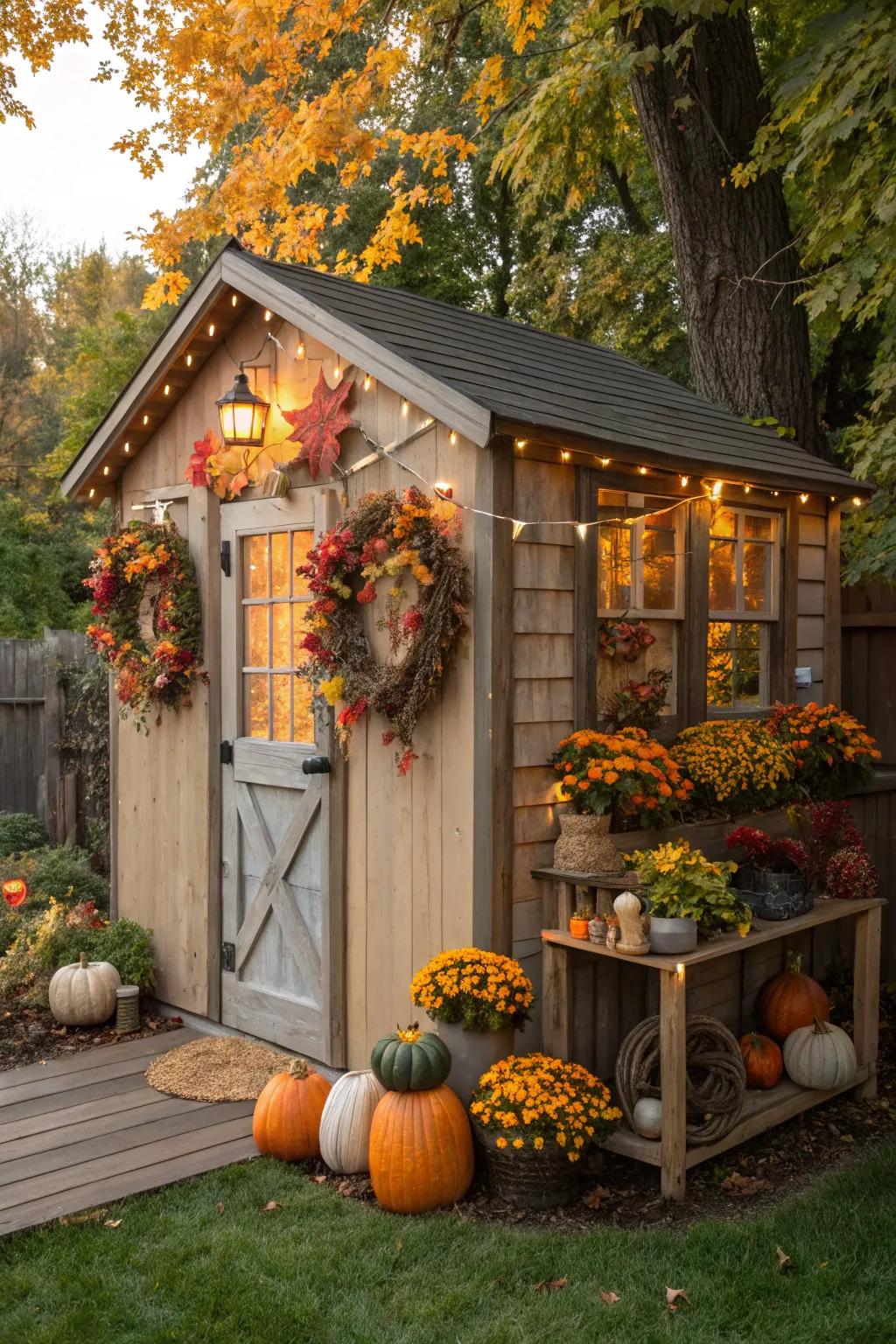 Seasonal decor infuses festive charm into your shed.