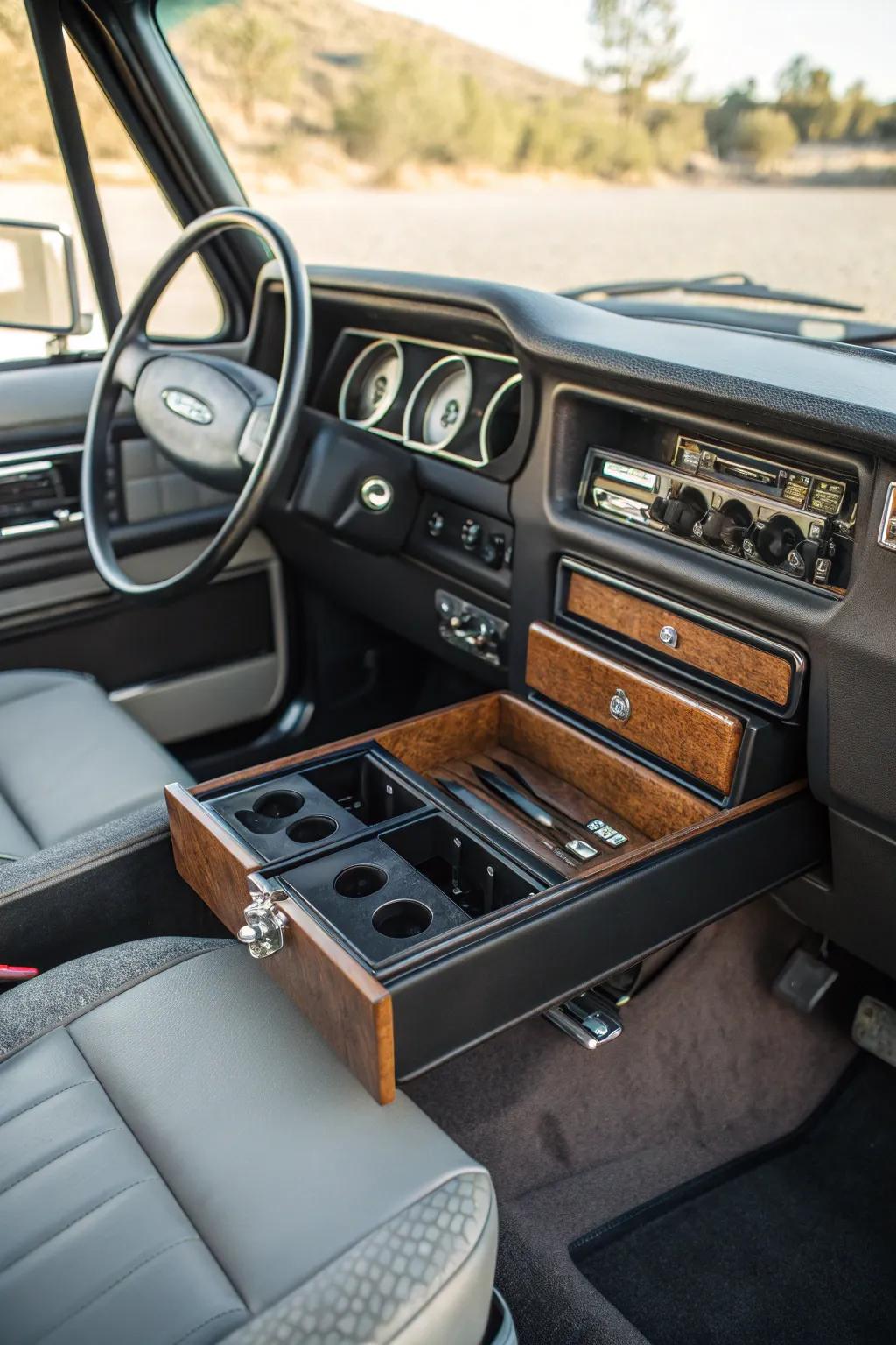A center console that's both stylish and practical.