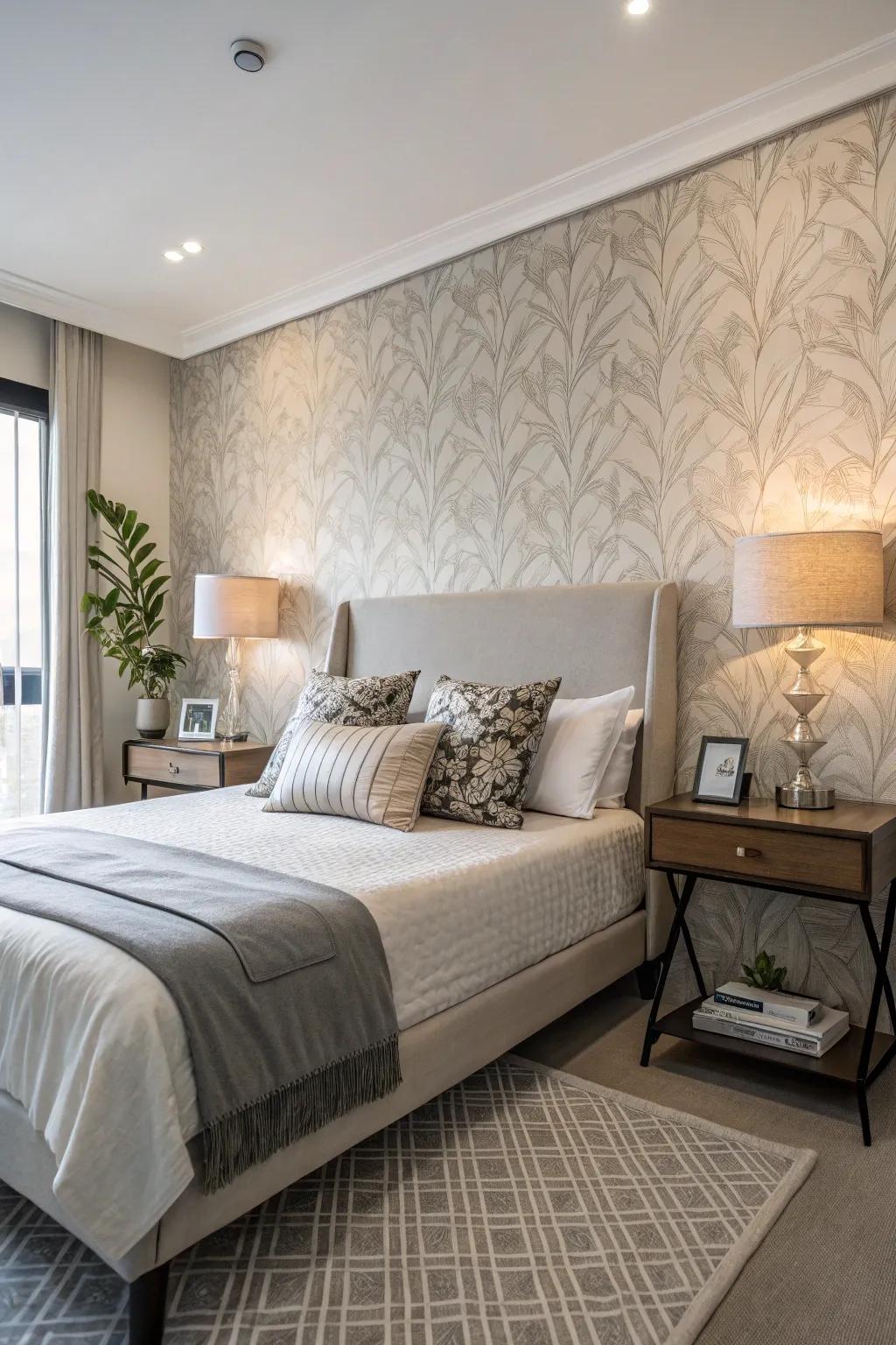 Adhesive options make fabric wallpaper user-friendly and ideal for renters.