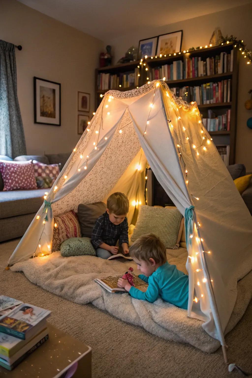 Indoor camping brings the joy of the outdoors into your living area.