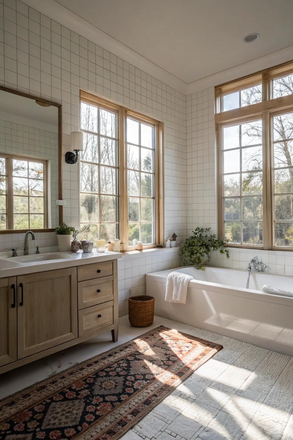 A naturally lit bathroom is always appealing.