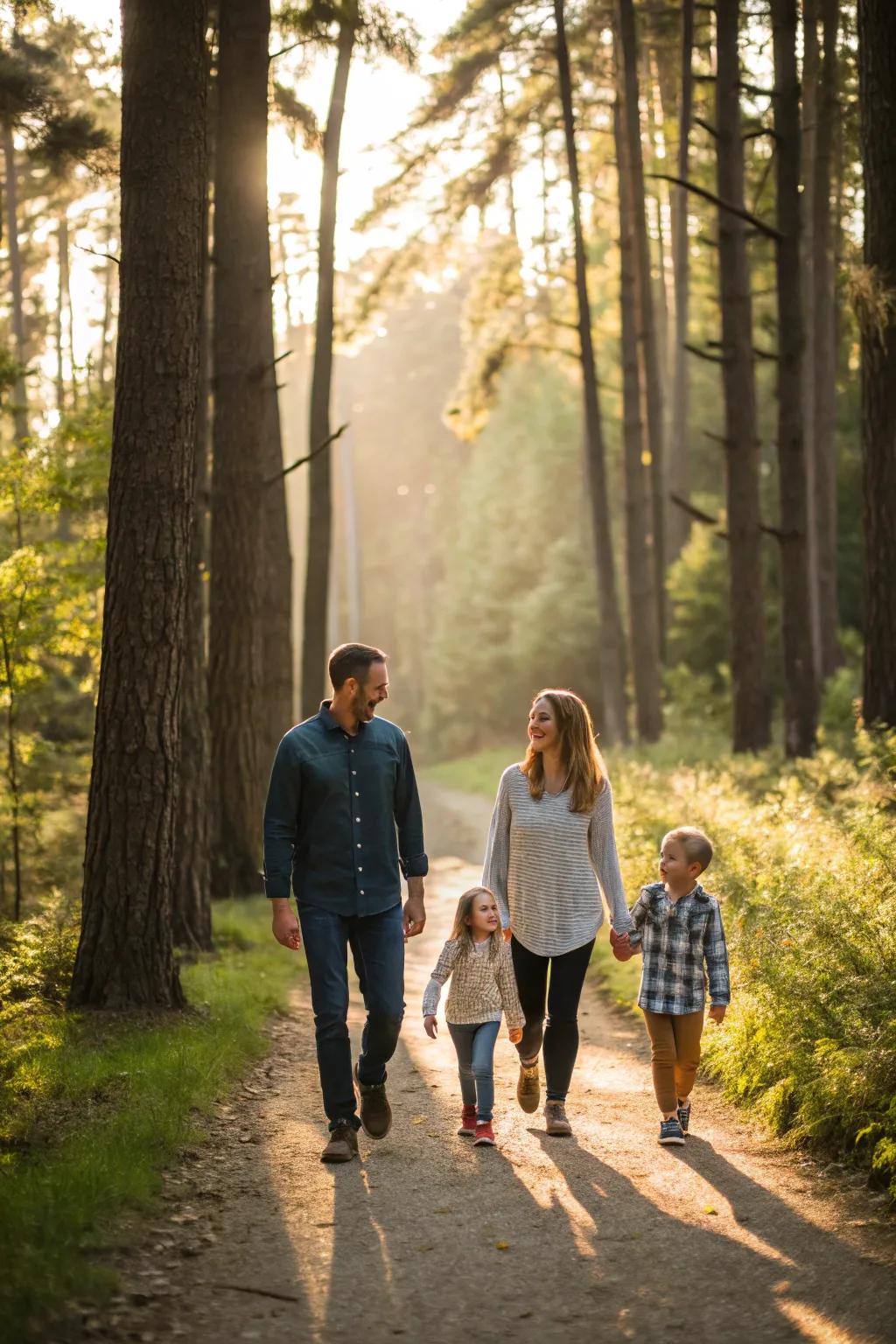 Discover the peace of nature with a family woodland stroll.