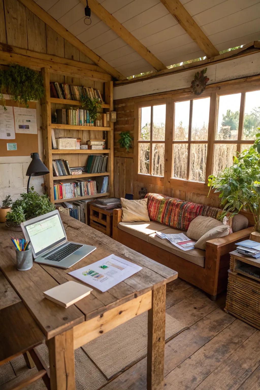 An adaptable area merging professional and leisure functionalities.