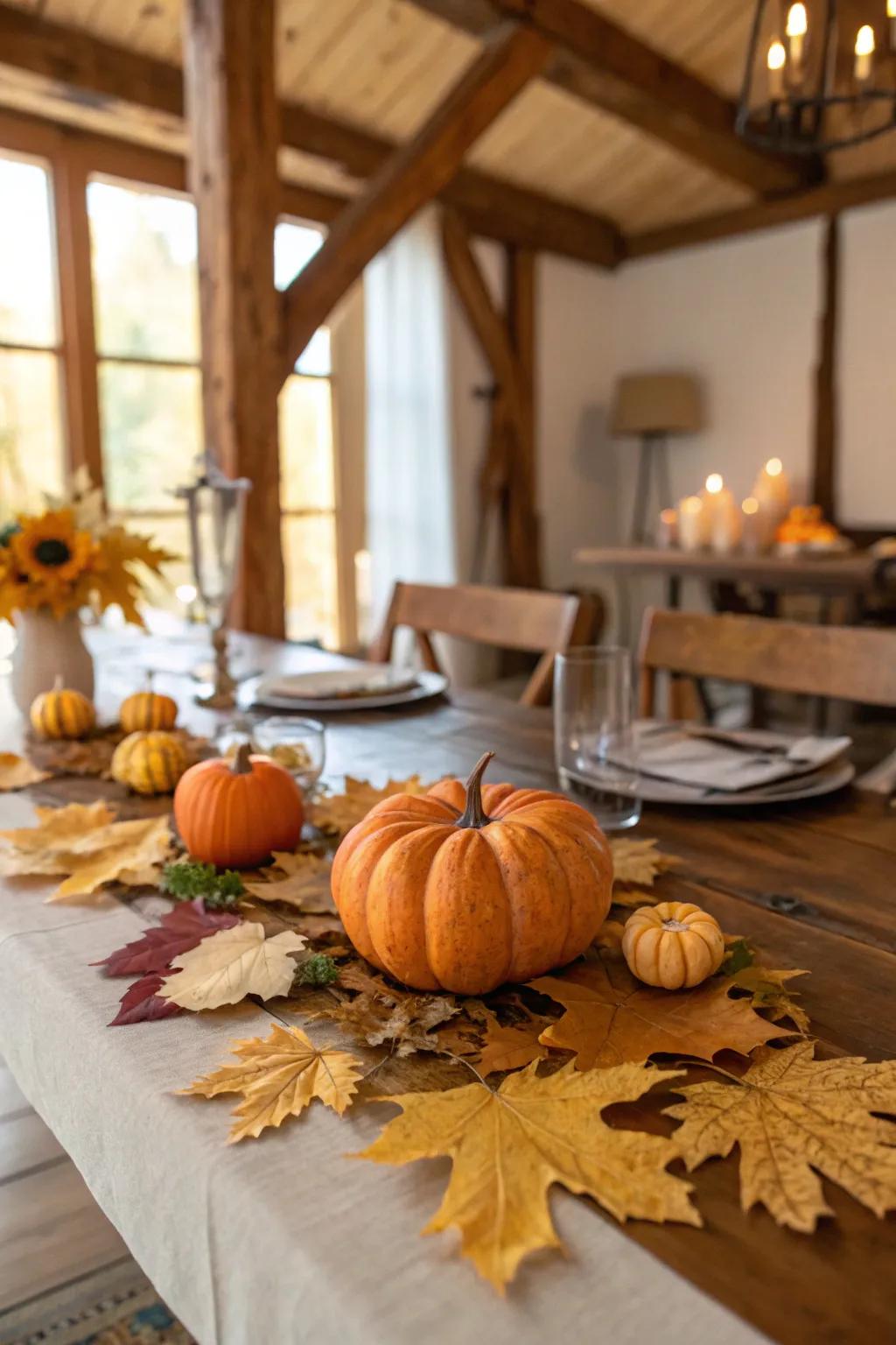 Seasonal decorations introduce a fitting element to your table.