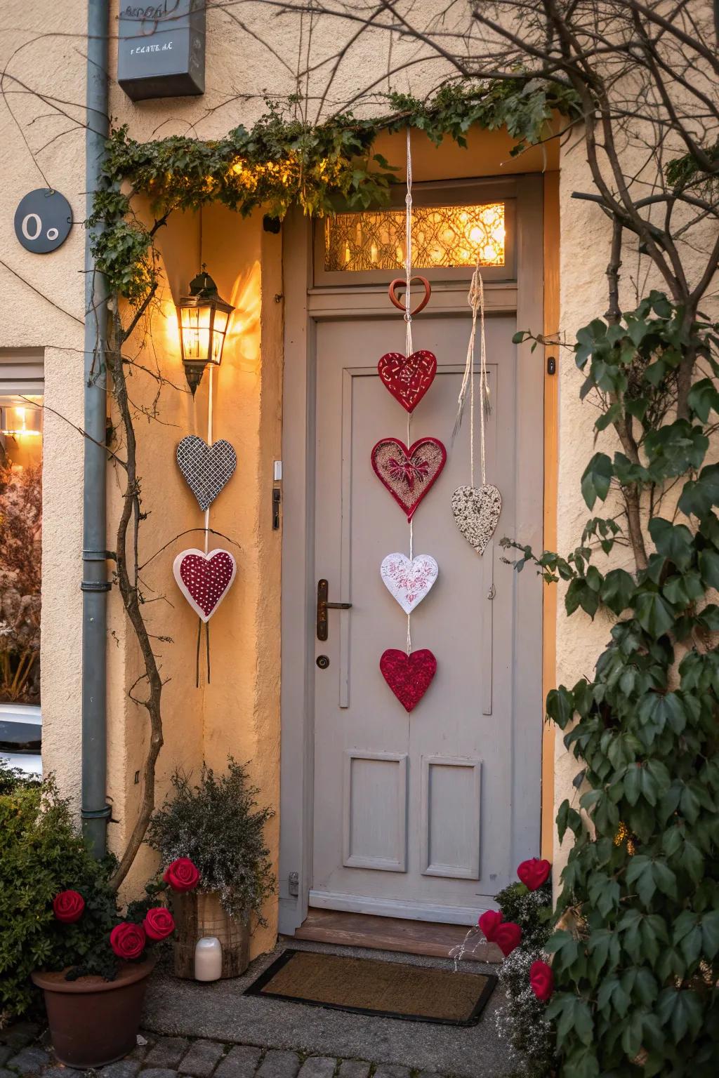 Suspended hearts inject a lively element.