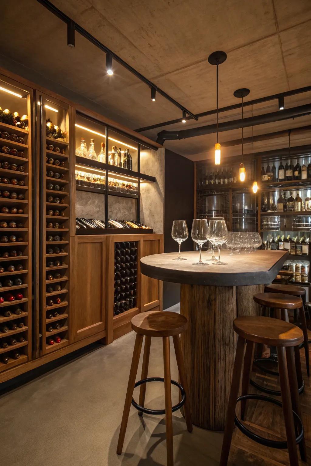 Delight in a wine cellar masterpiece directly inside your basement.