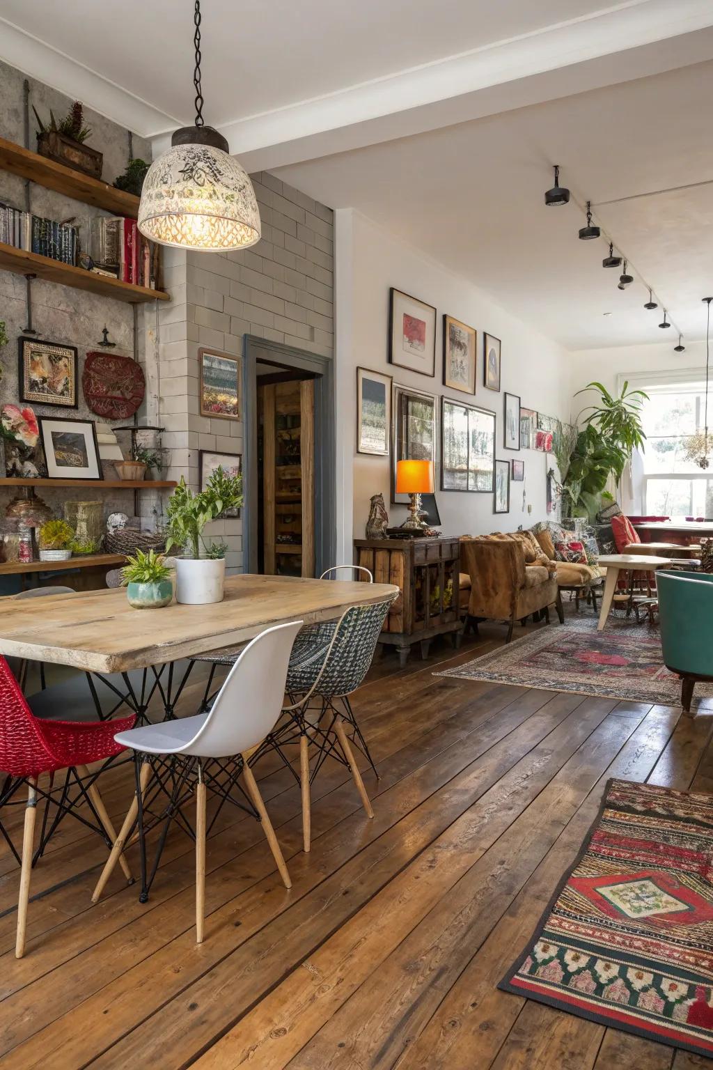 Blended mediums creating an opulent, layered flooring design.