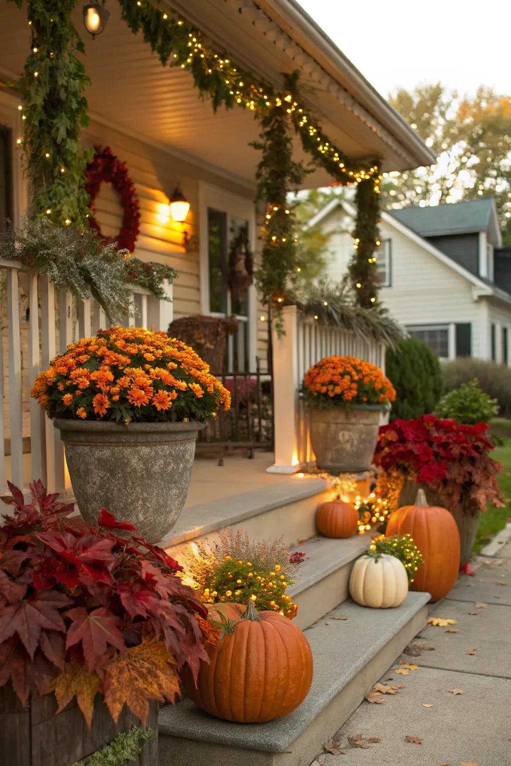 Recognize the seasons through festive flower container embellishments.