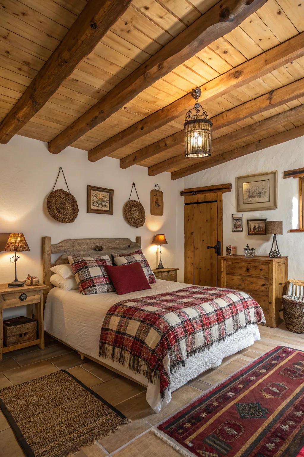 Exposed beams add rustic charm and texture.