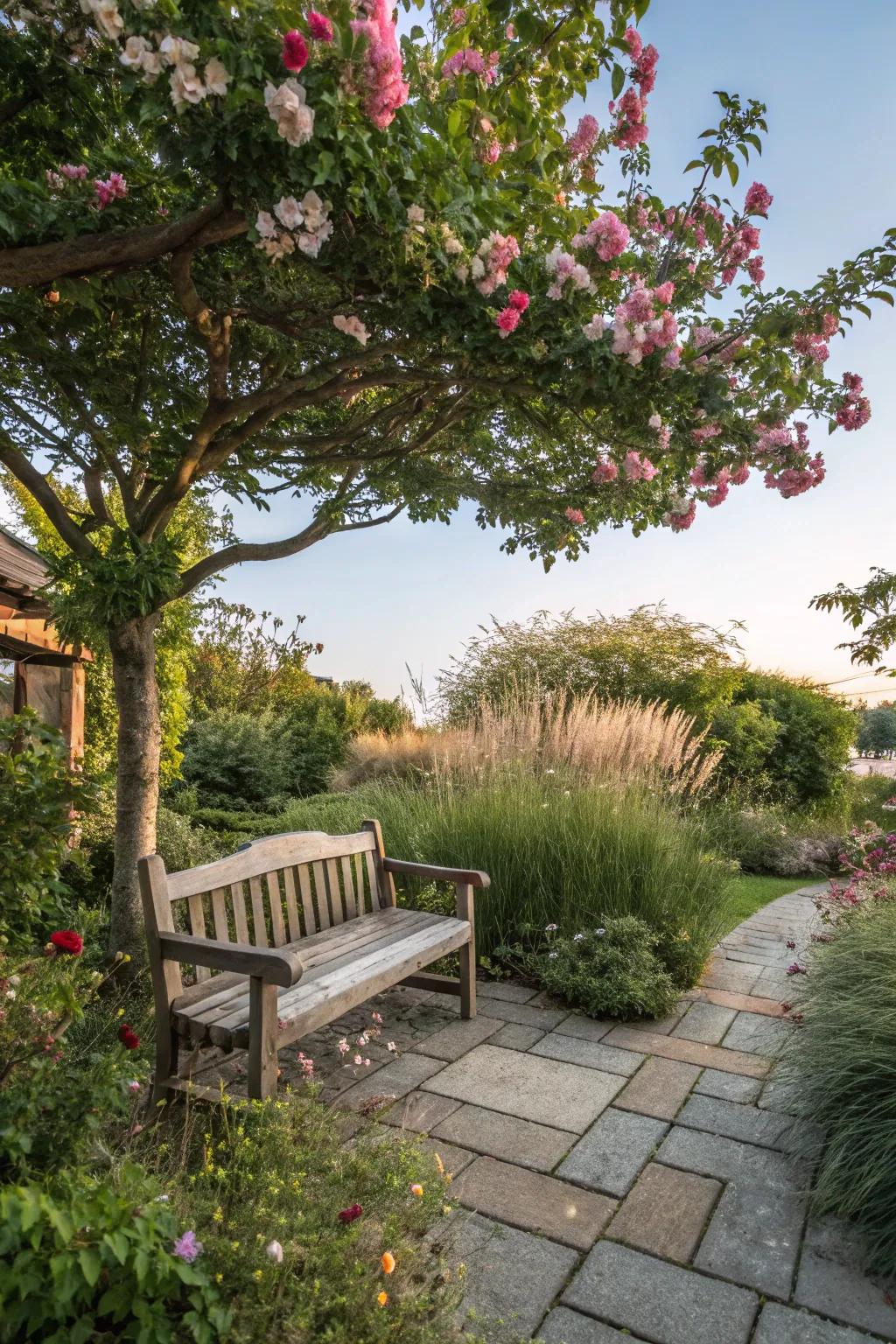 A cozy seating spot encourages you to unwind and appreciate your garden.