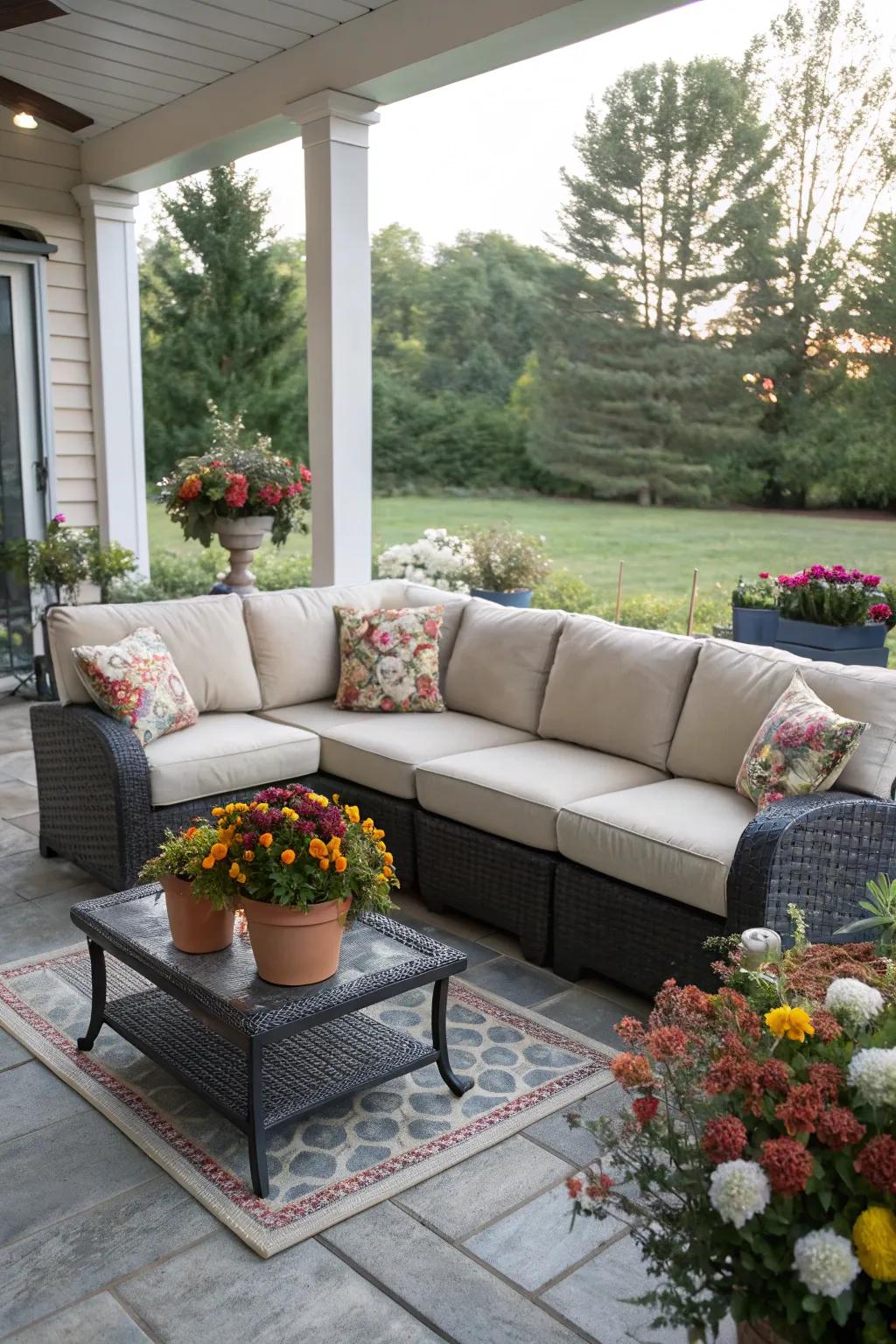 Sectionals provide ample seating and a cozy corner for social gatherings.