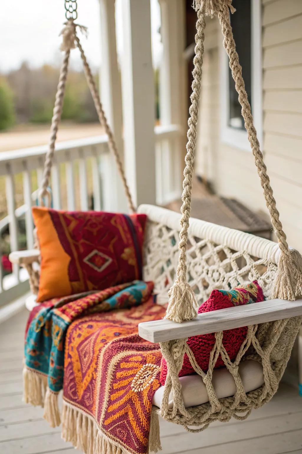 Infuse bohemian style into your porch swing.