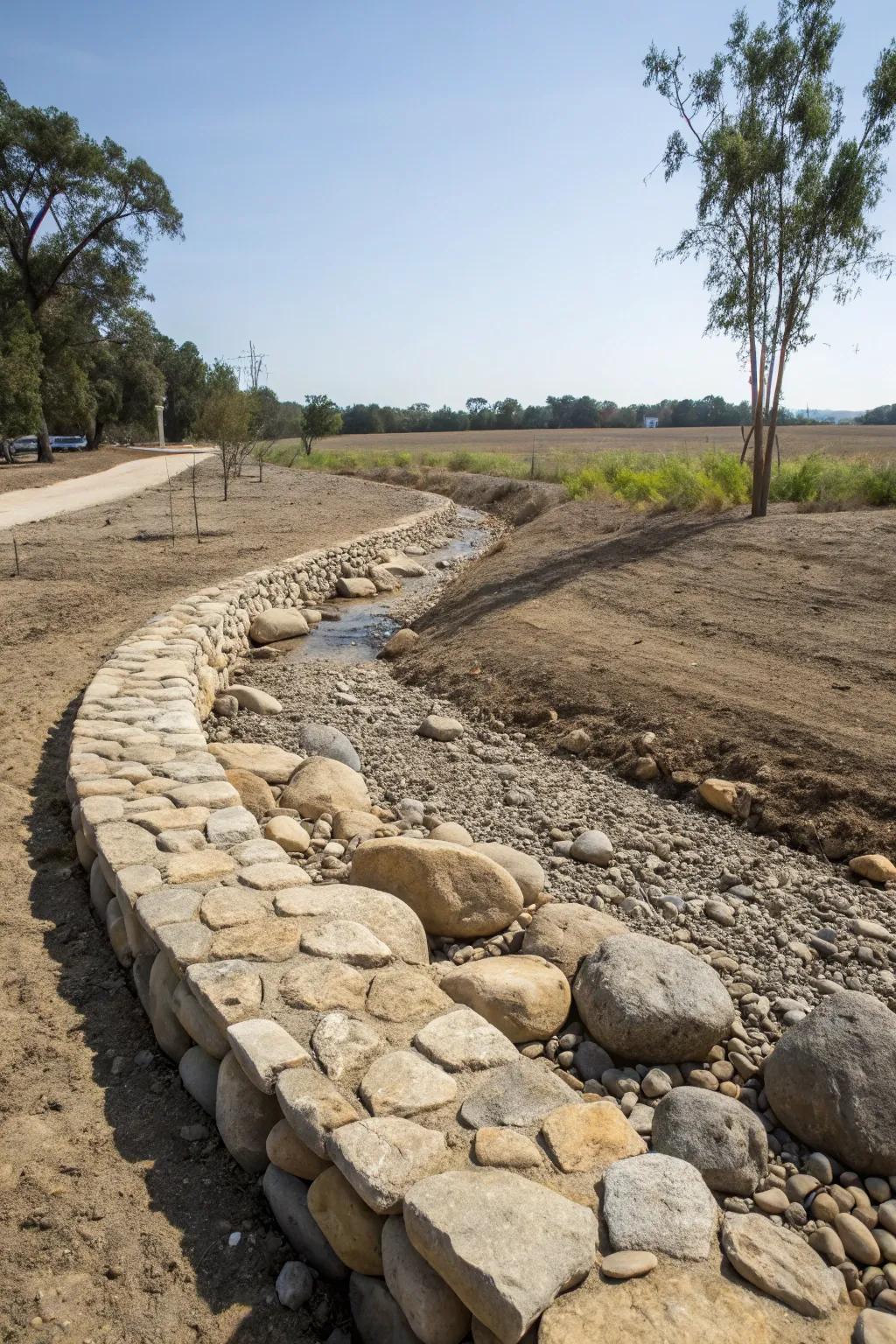 Stone trims craft a tidy and distinct border for your streambed.