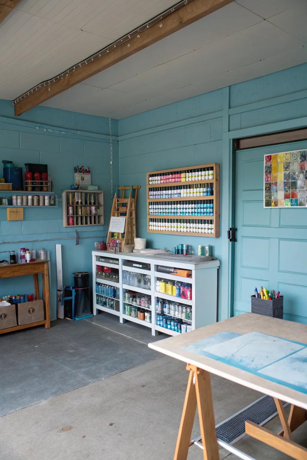 Blue brings serenity and focus to any garage setting.