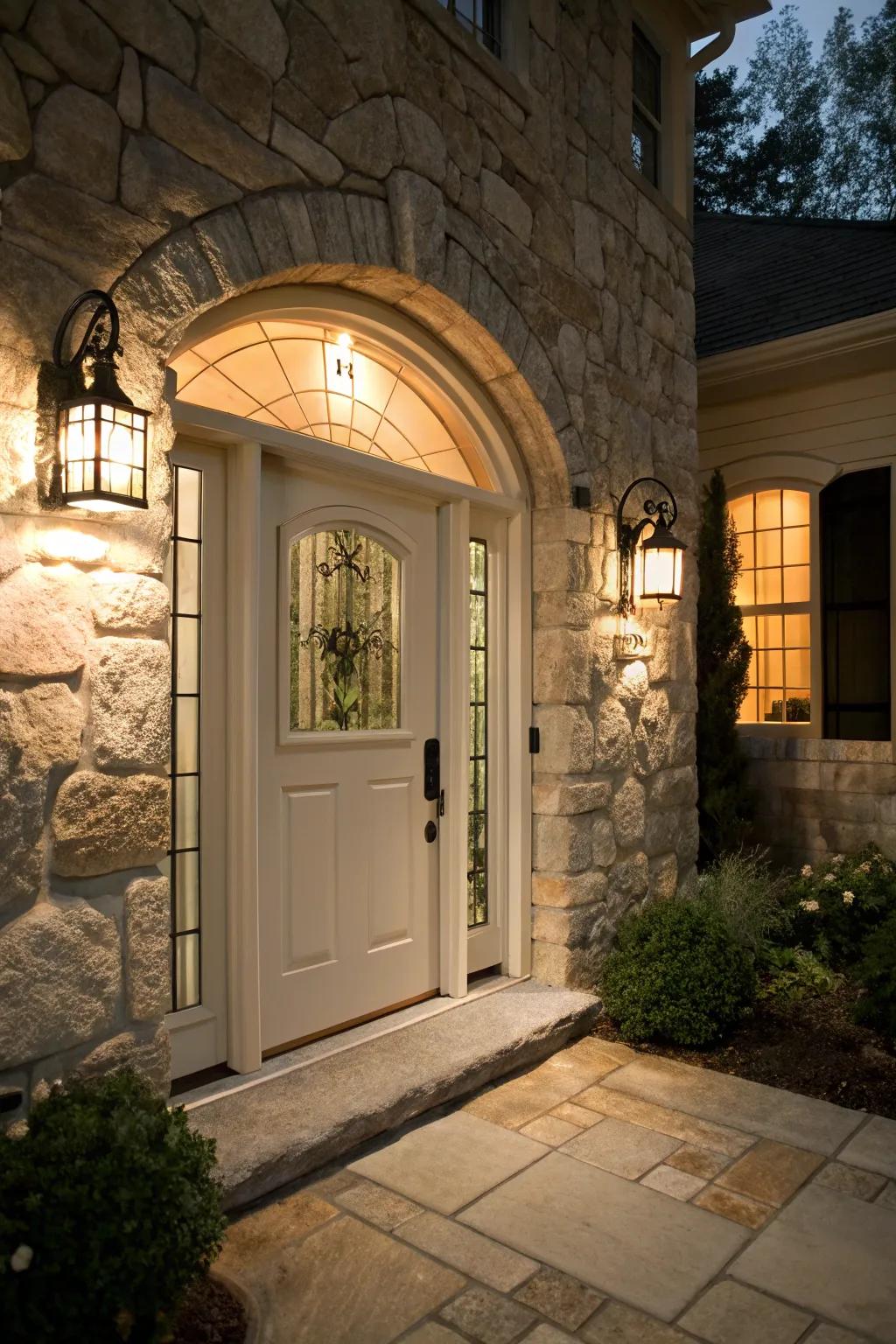 A curved design introduces a touch of class to this entryway.