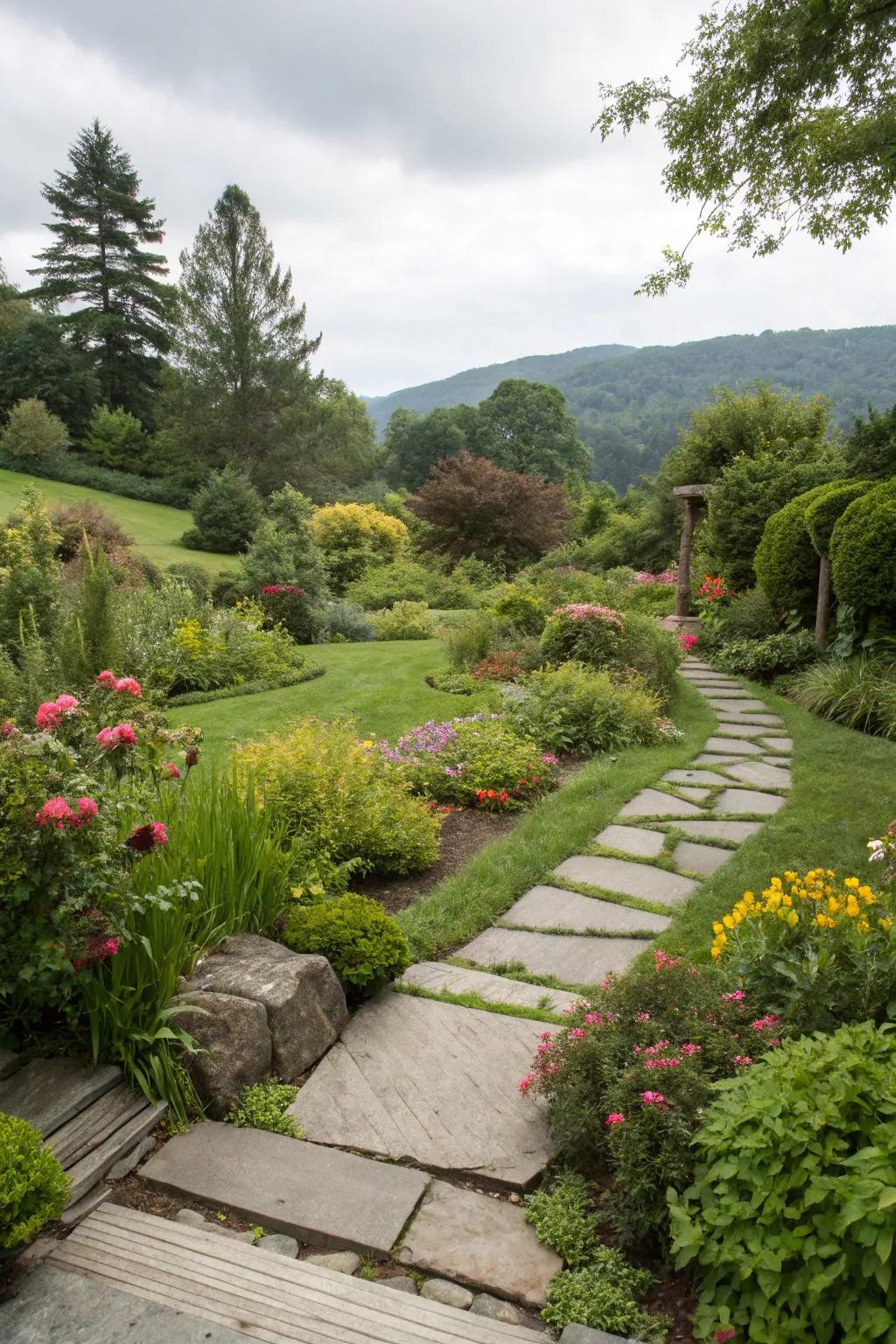 Modern walkways introduce structure and sophistication.