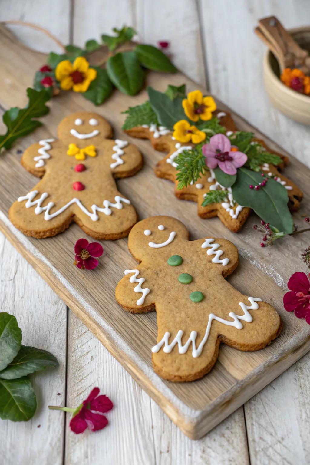 Organic-themed gingerbread characters, ideal for those who appreciate the outdoors.