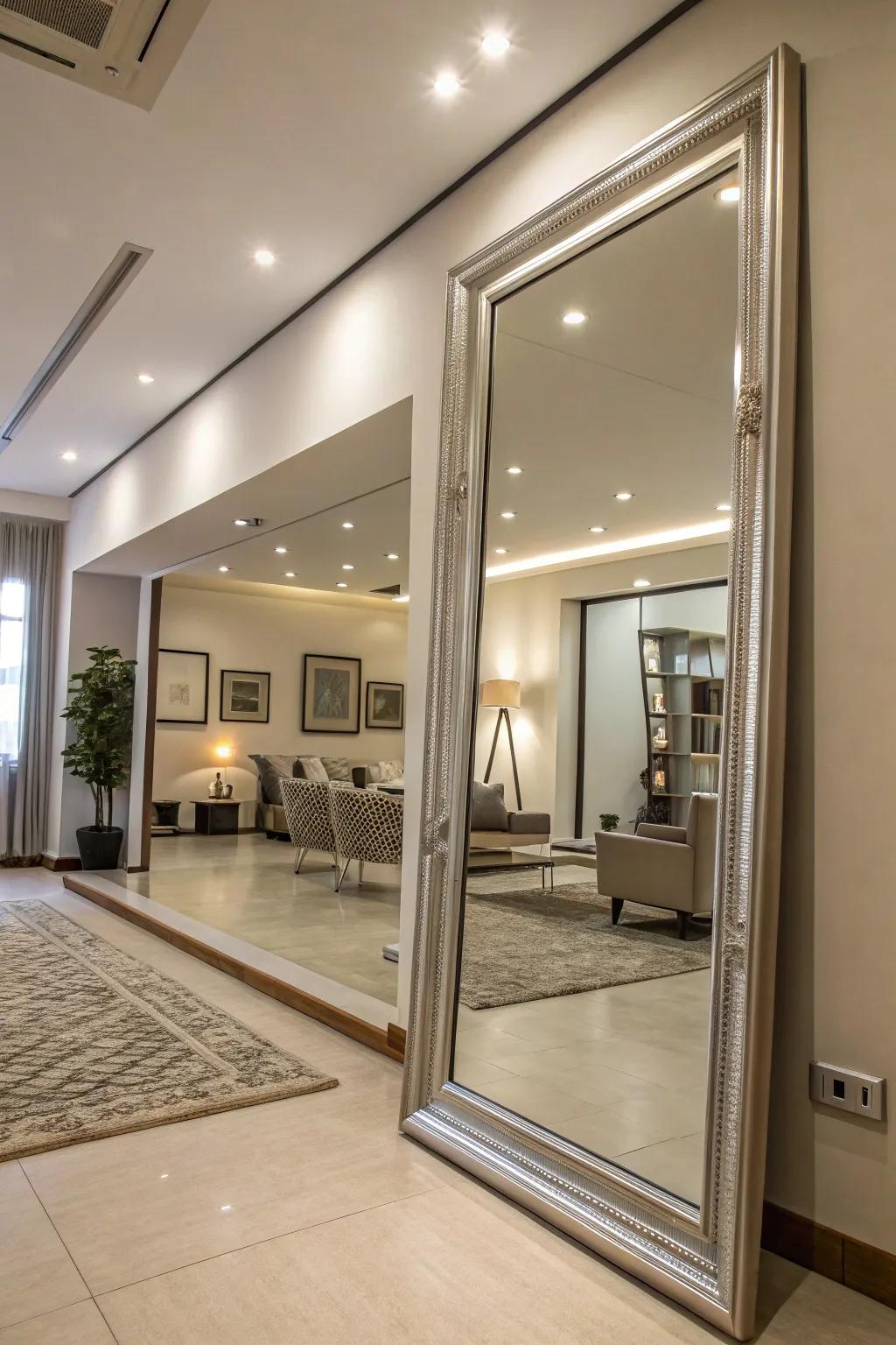 Mirrors contribute light and dimension to your room.
