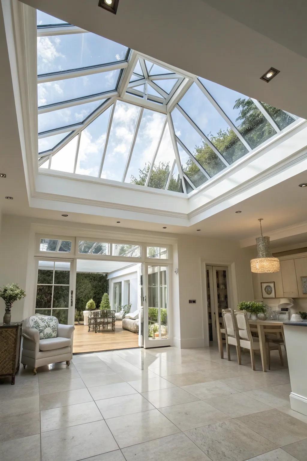A stylish crystal roof light that enhances natural light.