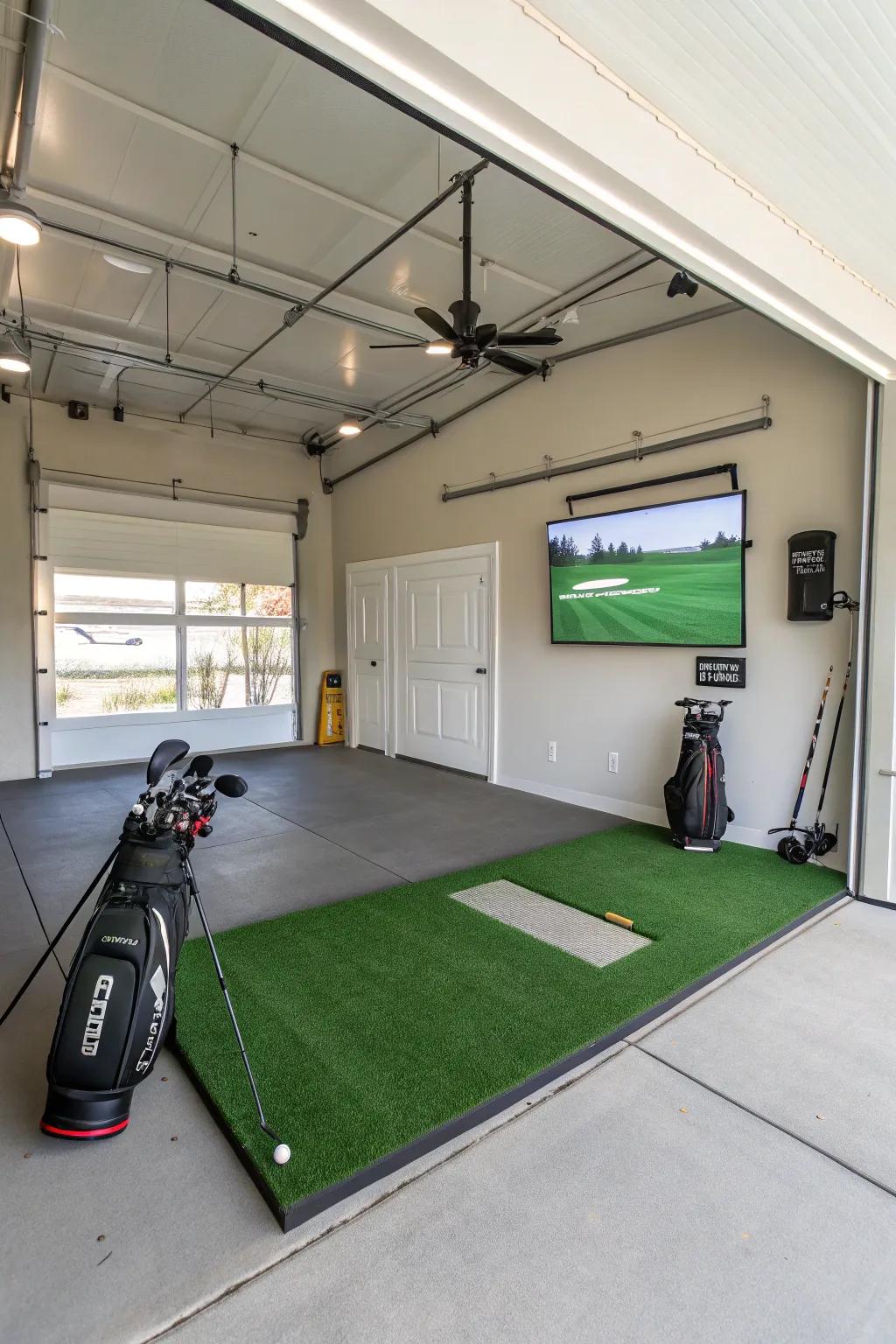 Artificial turf brings the golf course right to your garage.