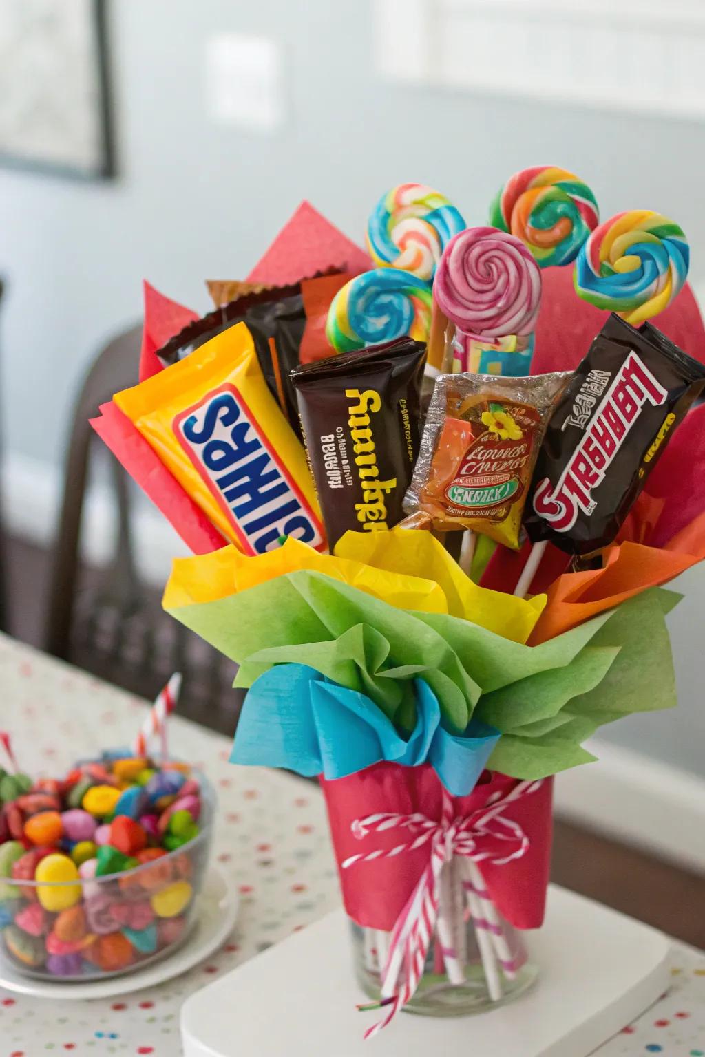 A delightful confection arrangement, perfect for sweet celebrations.