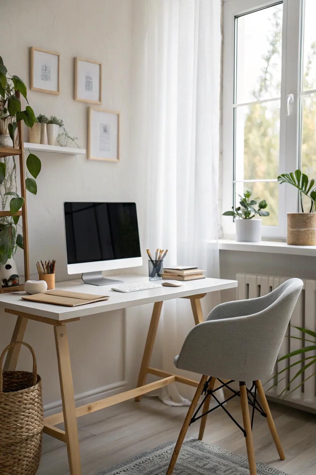 A minimalist design encourages a peaceful and focused work environment.