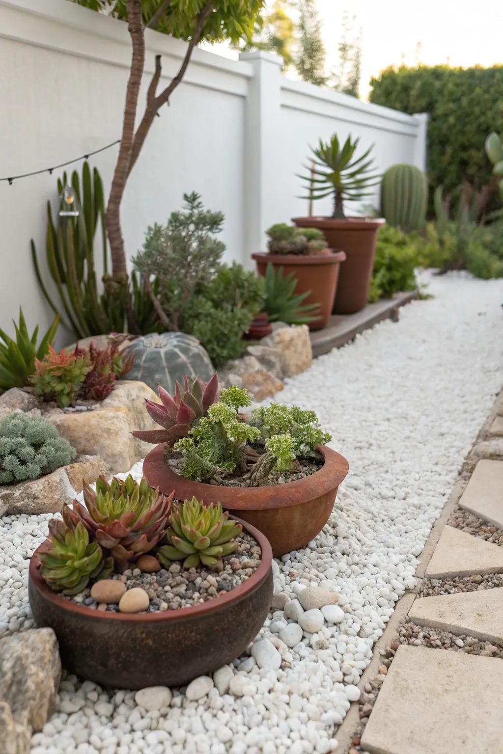 The well-drained environment of a gravel garden is ideal for succulents.
