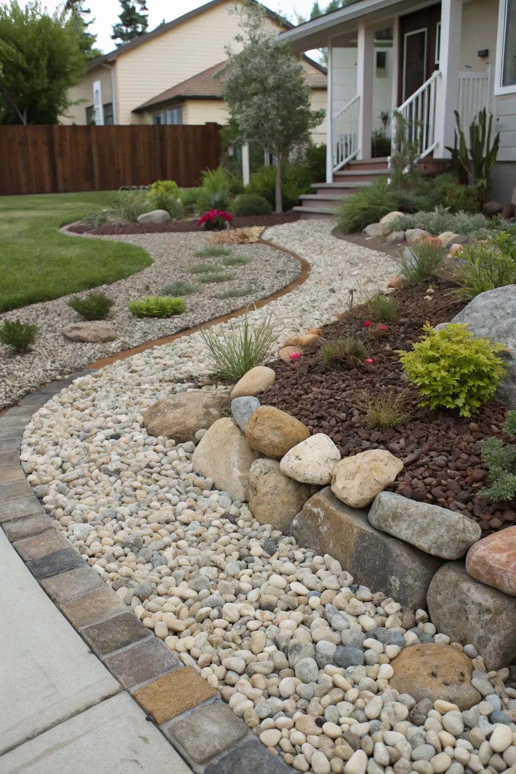 A pretty textured scenery made using layered pebbles.