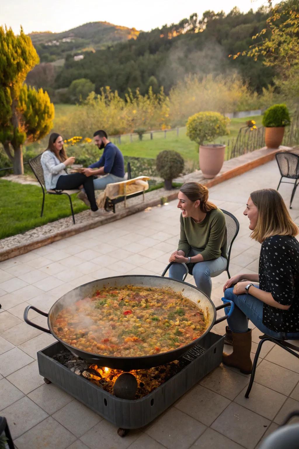 Enjoy making paella together.