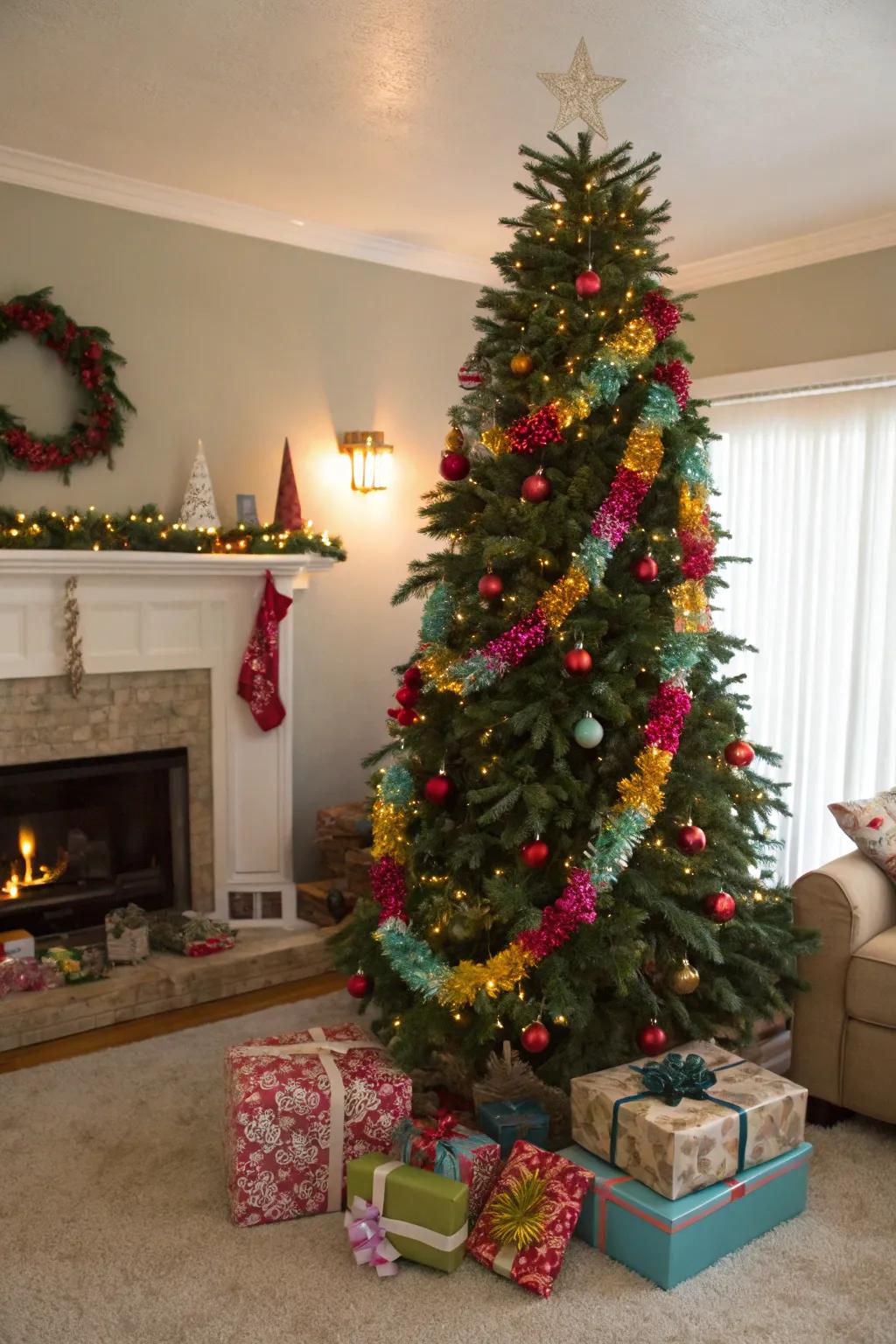 Floral sashes transforming your Christmas tree into a tropical spectacle.