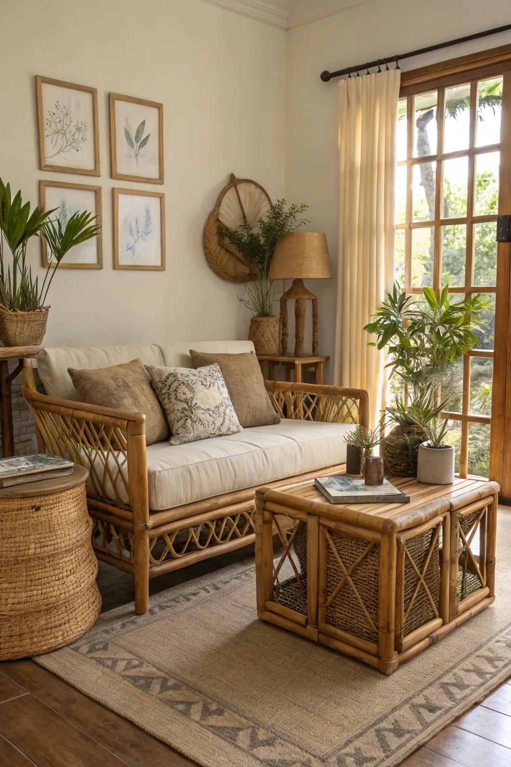 Bamboo and wood elements impart a natural accent to your space.