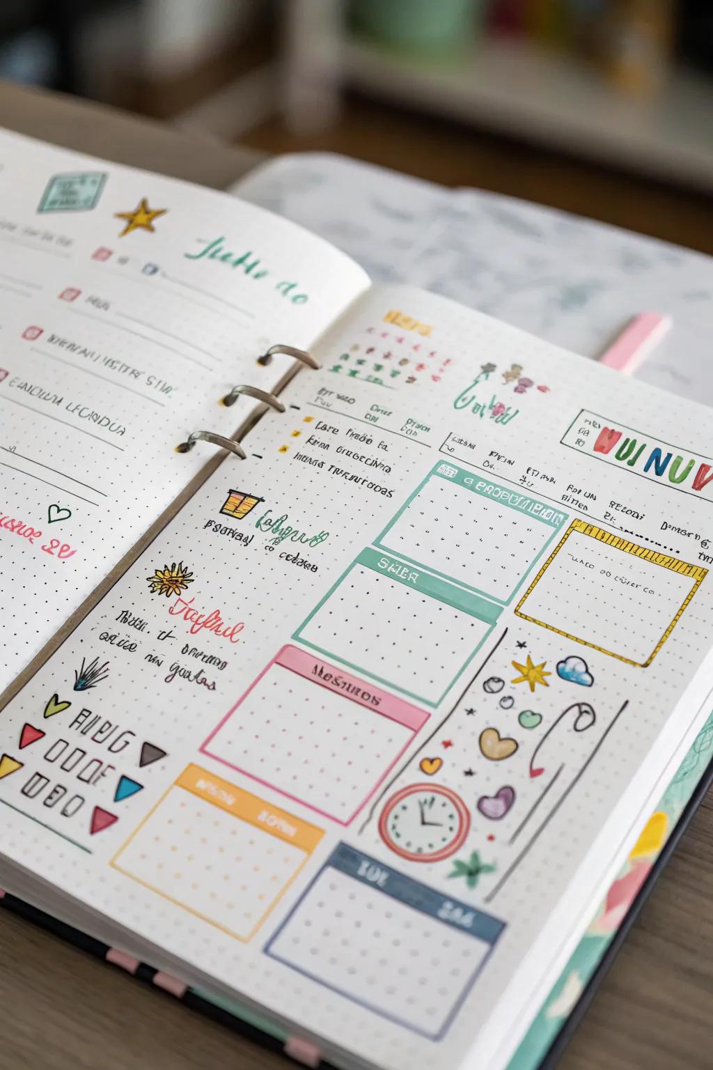 Integrate headers seamlessly into bullet journal layouts.