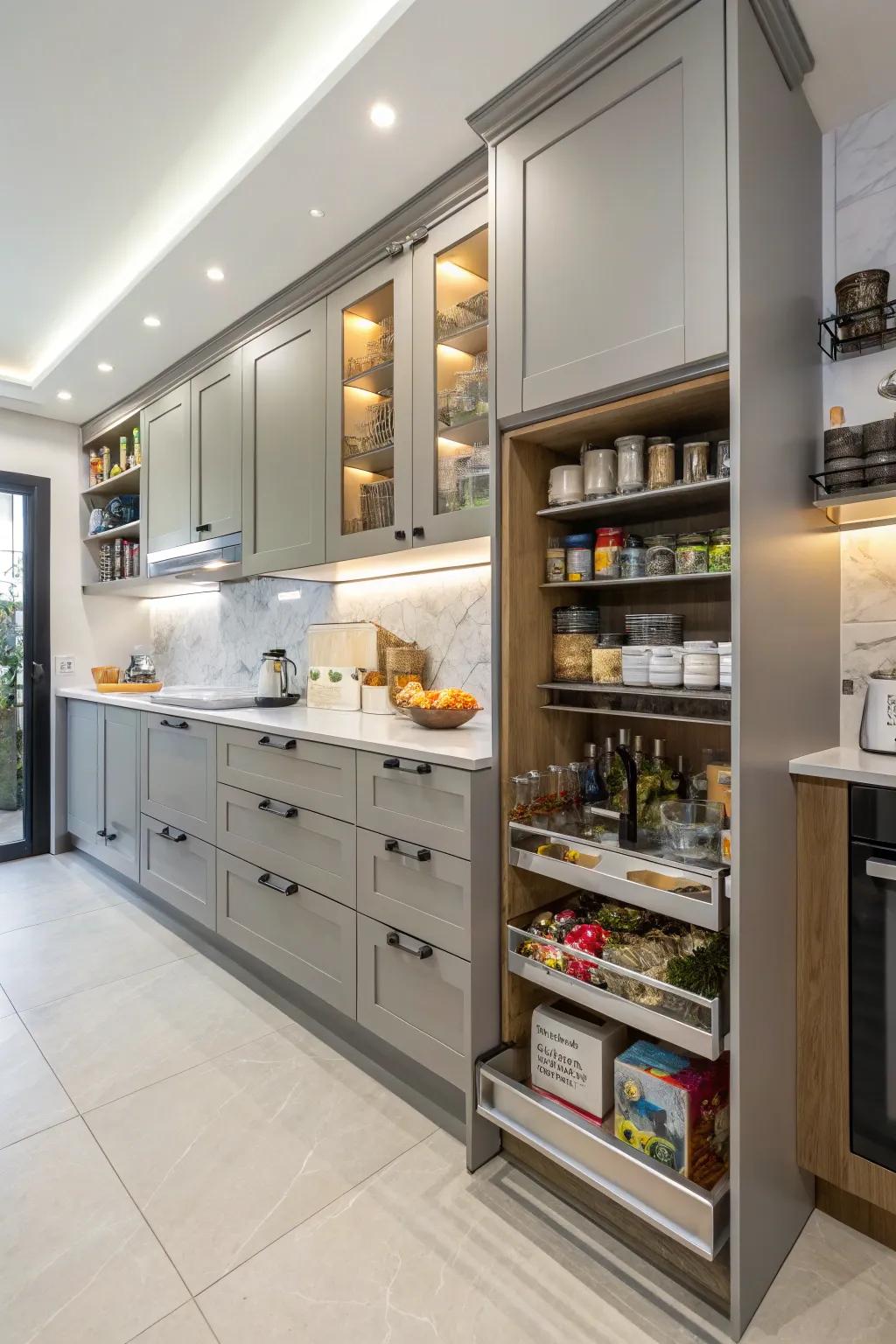 Integrated storage keeps the kitchen clutter-free and efficient.