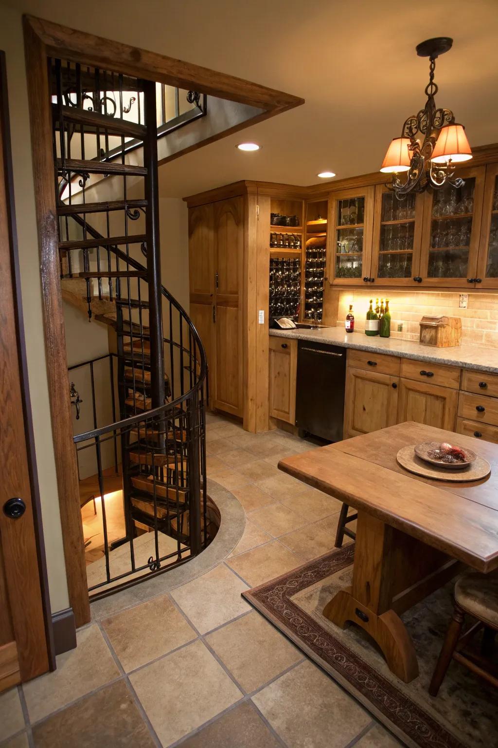 A concealed floor entry offers a sense of surprise and elegance.