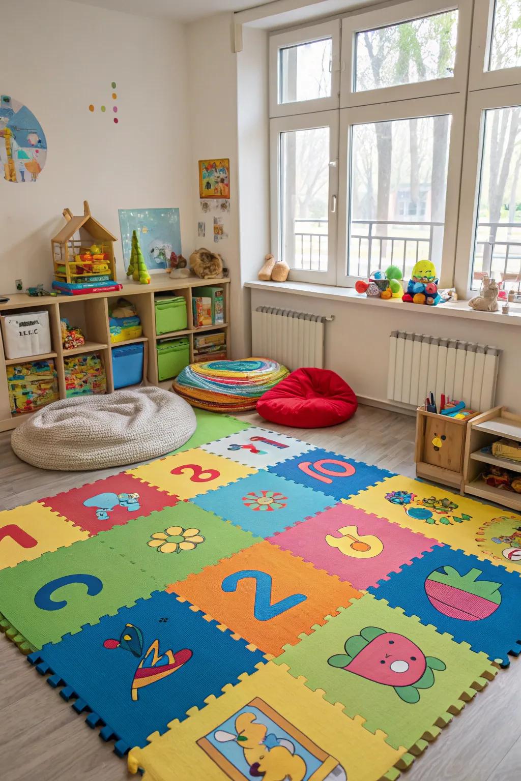 Interactive play mats offer a safe and enjoyable play area for children.