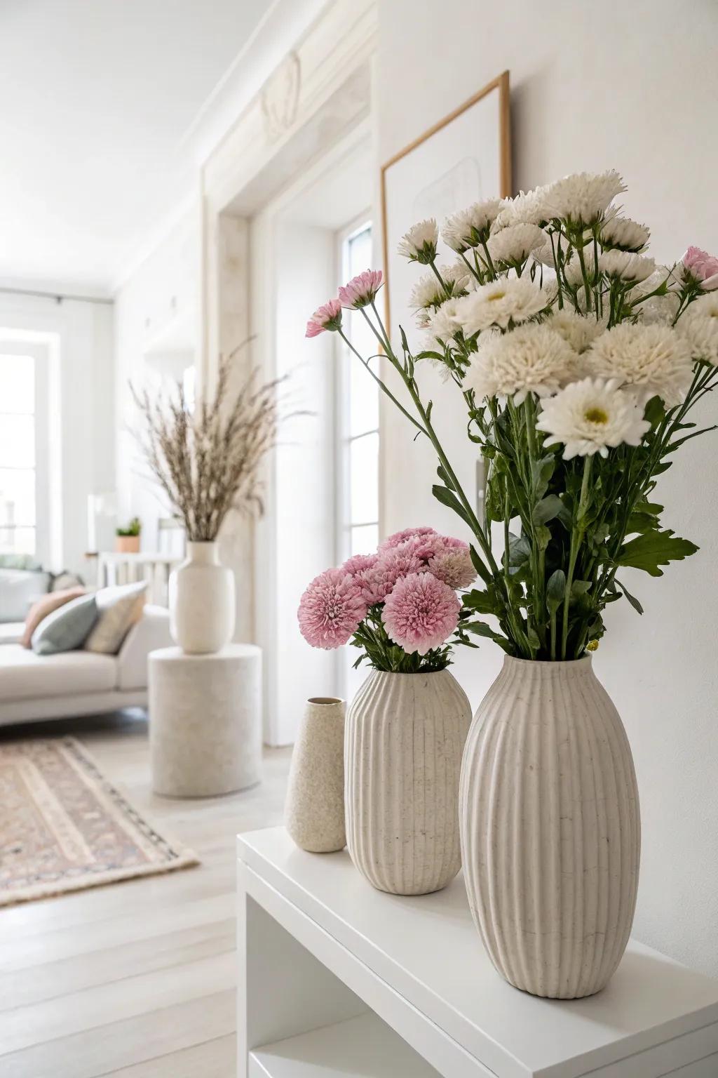 Uncomplicated displays enhance a minimalist interior.
