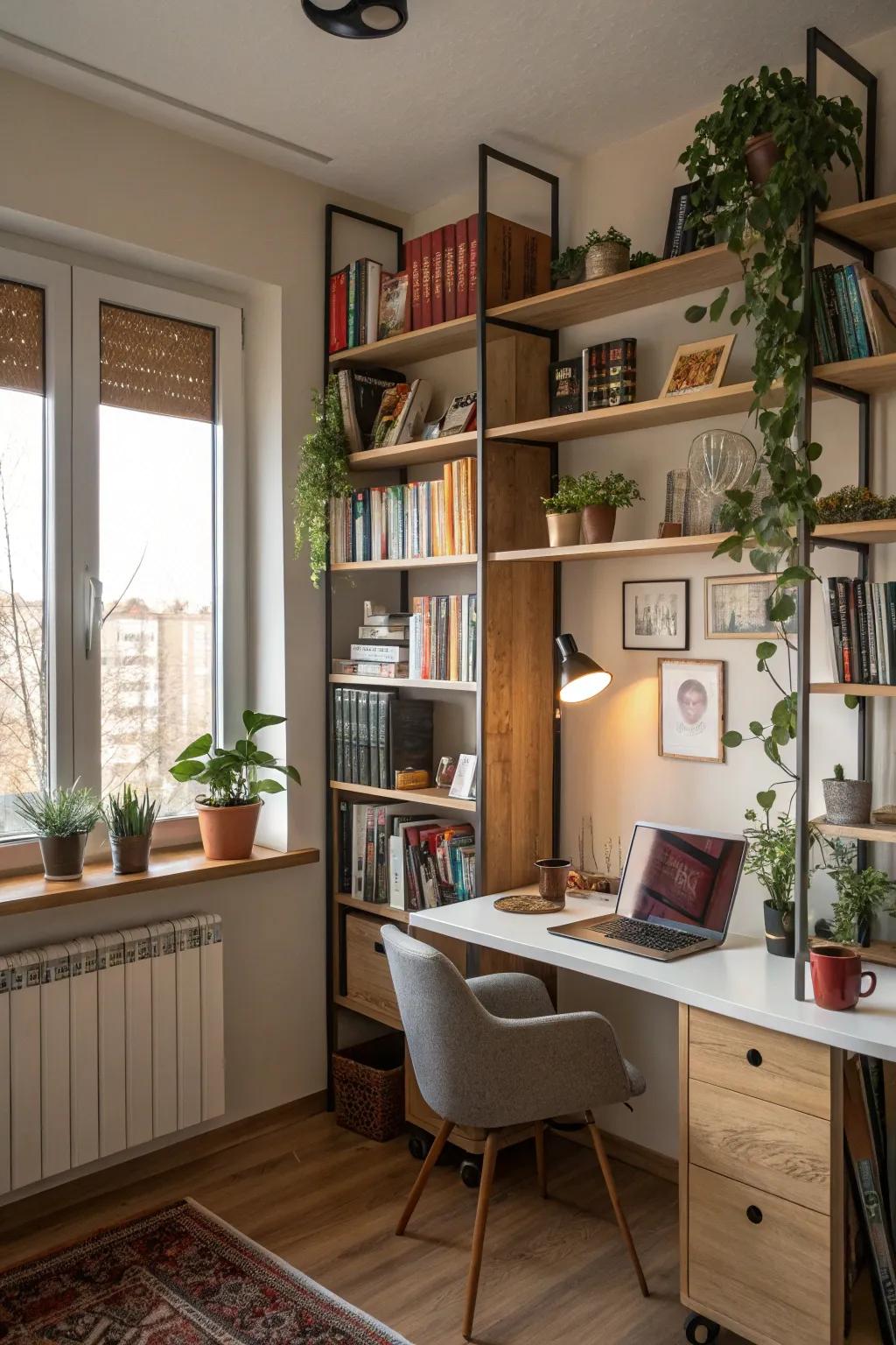 Go vertical: vertical storage for a tidy office.