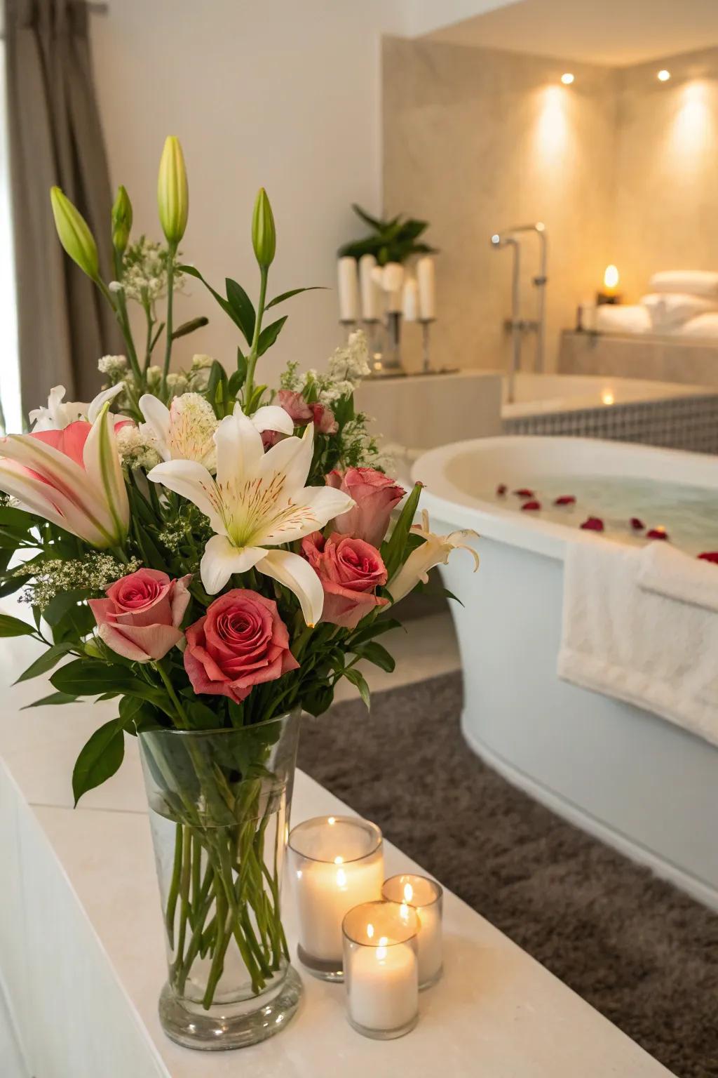 Natural blooms introduce an organic charm to your spa celebration.