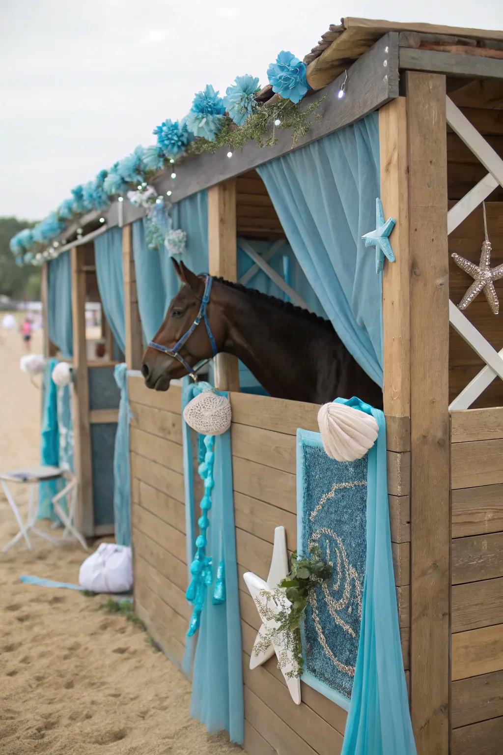 Theme-based decorations turn stalls into distinctive environments.