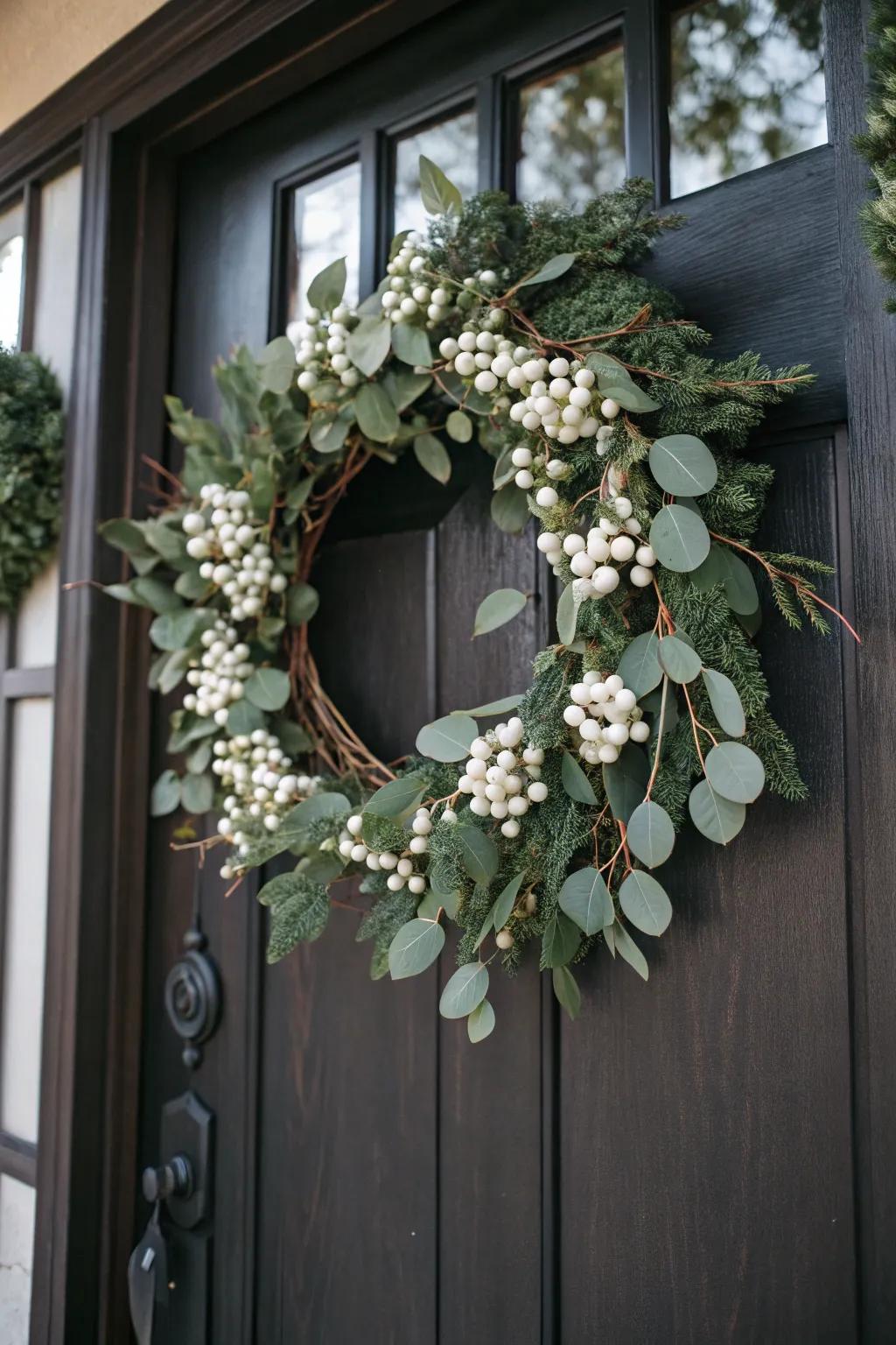 A sophisticated wreath showcasing a minimalist design.