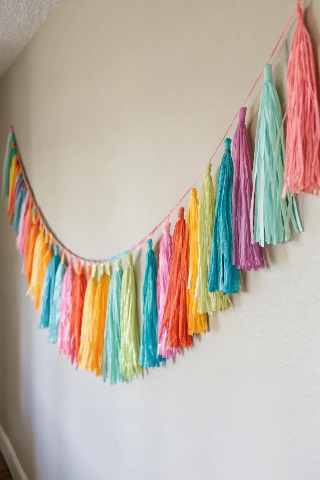 Include texture using a fringed paper strip wreath.
