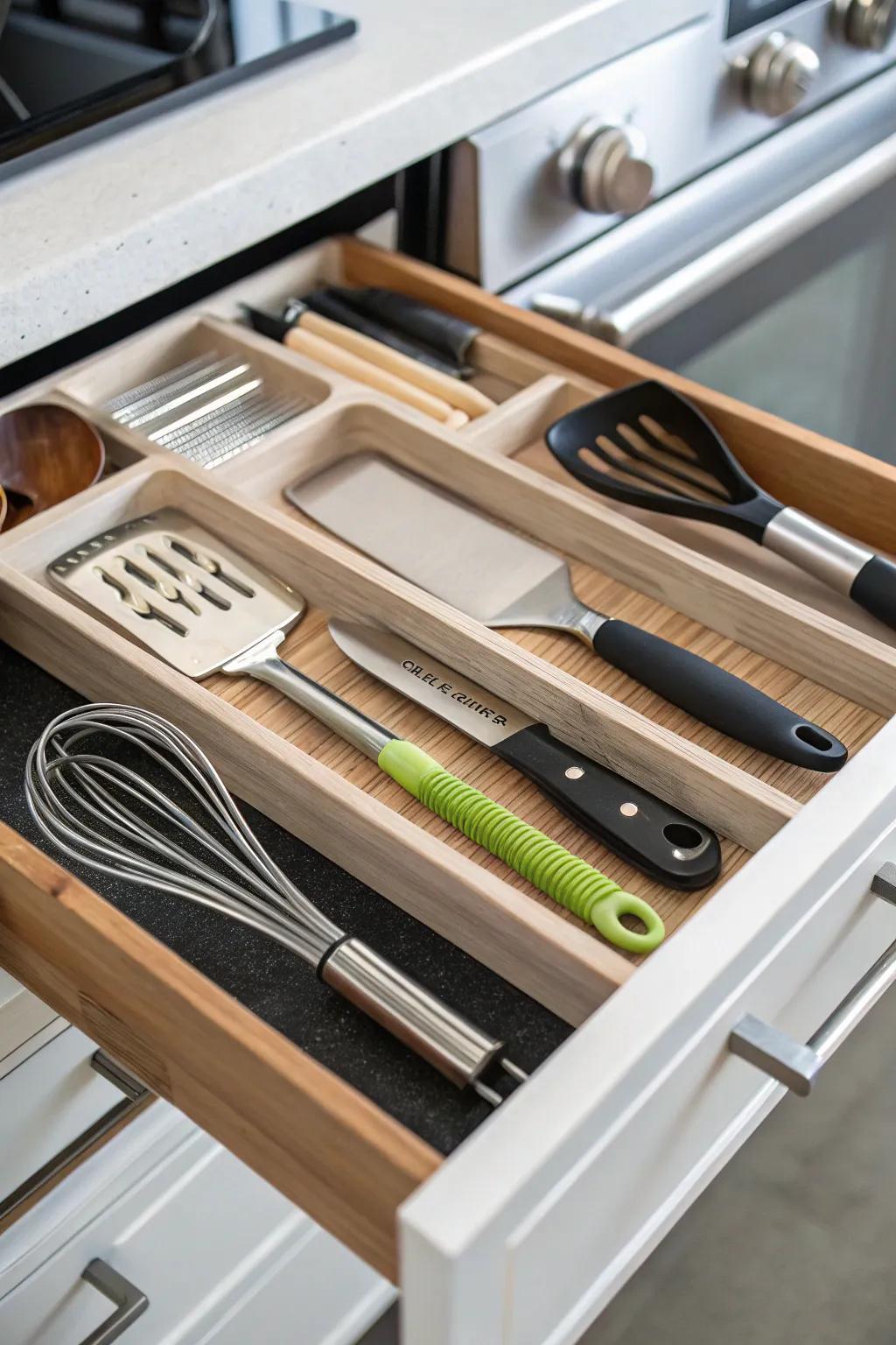Customized inserts delivering a tailored space for utensils.
